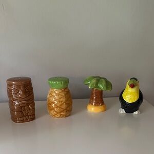 Tropical Ceramic salt & pepper shakers set of 4!
